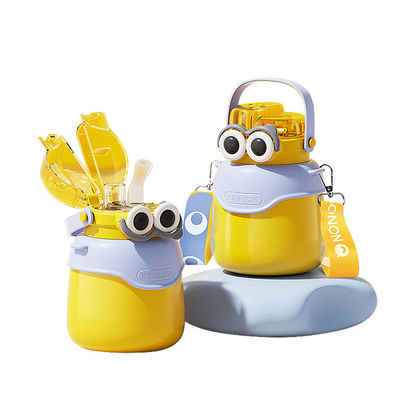 Stainless Steel Cute Insulated Water Bottle with Handle Big Eyes and Big Belly