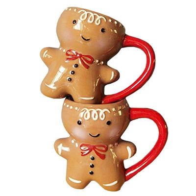300Ml Cartoon Cute Christmas 3D Gingerbread Man Ceramic Christmas Mug Sustainable and Fun