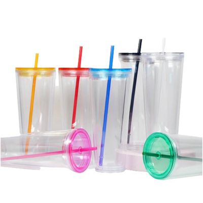 24oz Acrylic Double Wall Cold Tumbler Customized Color Plastic PP Cup for Party Supplies