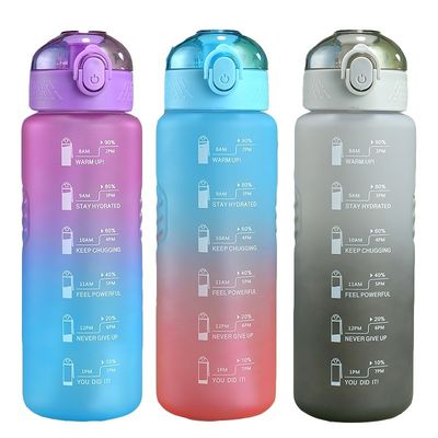 Sample Provide 1L Plastic BPA Free Sport Gym Water Bottle with Time Marker and Straw