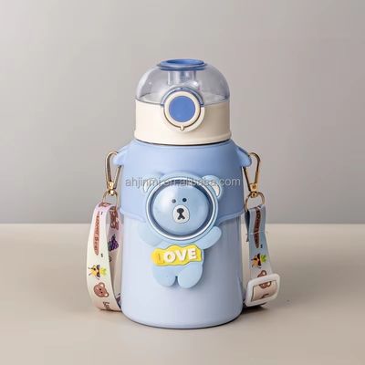 Pink/Blue/Cyan/Purple Double Wall Stainless Steel Children Thermos Cup with Straw Lid
