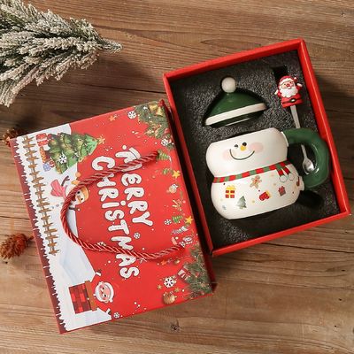 Coffee Mugs American Style Modern Design with Festive Gift Box Cute Snowman Santa
