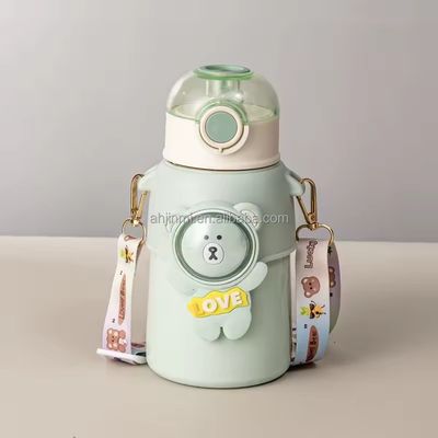 Pink/Blue/Cyan/Purple Double Wall Stainless Steel Children Thermos Cup with Straw Lid