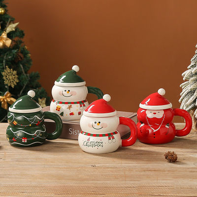 Coffee Mugs American Style Modern Design with Festive Gift Box Cute Snowman Santa