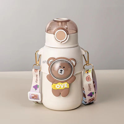 Pink/Blue/Cyan/Purple Double Wall Stainless Steel Children Thermos Cup with Straw Lid