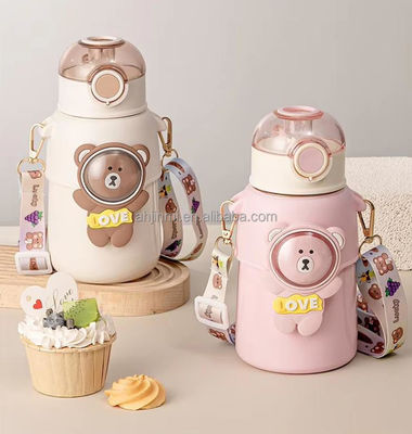 Pink/Blue/Cyan/Purple Double Wall Stainless Steel Children Thermos Cup with Straw Lid