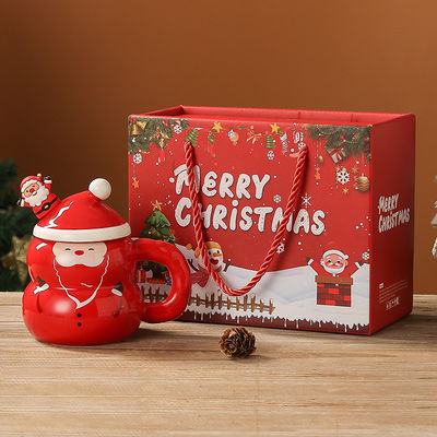Coffee Mugs American Style Modern Design with Festive Gift Box Cute Snowman Santa