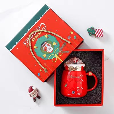 2024 Pretty Christmas Snowball Ceramic Mug Gift Set with All Accessories and Cute Mug