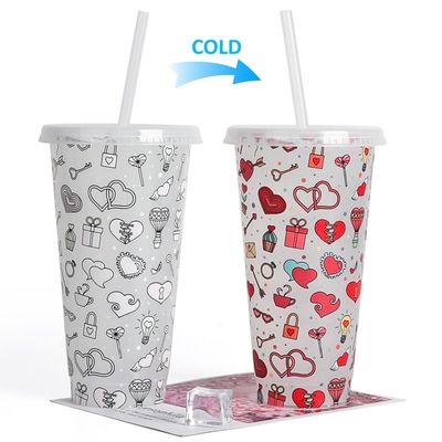 Promotion Giveaway Reusable BPA Free Custom Print Plastic Coffee Cup with Lid and Straw