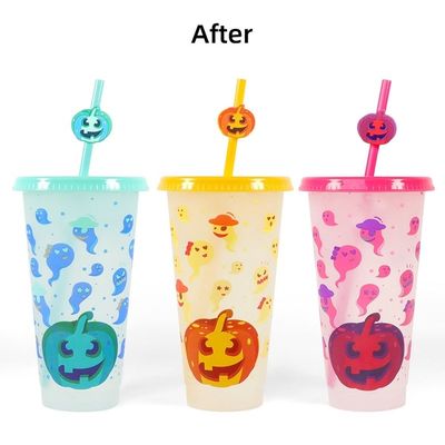 Promotion Giveaway Reusable BPA Free Custom Print Plastic Coffee Cup with Lid and Straw