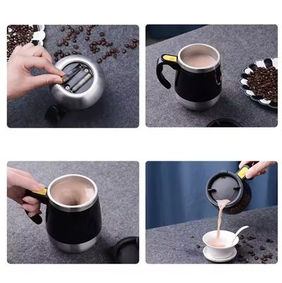 Convenient Portable Electric Stirring Coffee Milk Bottle 450ml Stainless Steel Tumbler