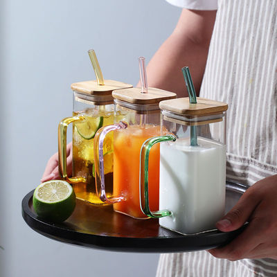 400ml Square Children Cups With Colored Handle Drinkware Type MUGS Occasion Back to School