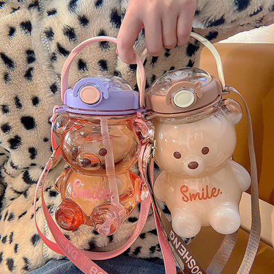 Daily Life Home Cute Design Style BPA Free Outdoor Water Bottle with Straw and Handle