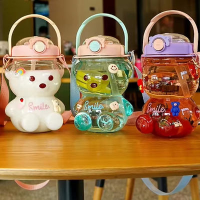 Direct Drinking 1L Bear-shaped Travel Plastic Water Bottles Perfect for Kids on the Go