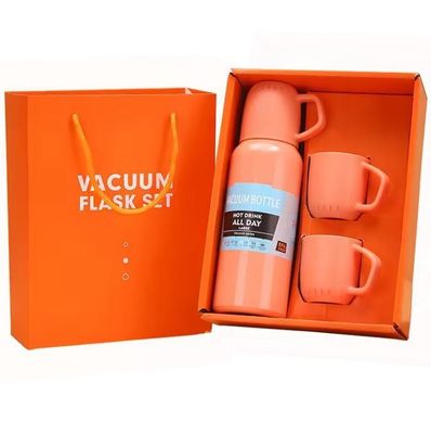 PORTABLE Three-lid Stainless Steel Vacuum Insulation Water Cup Gift Set for Travelers