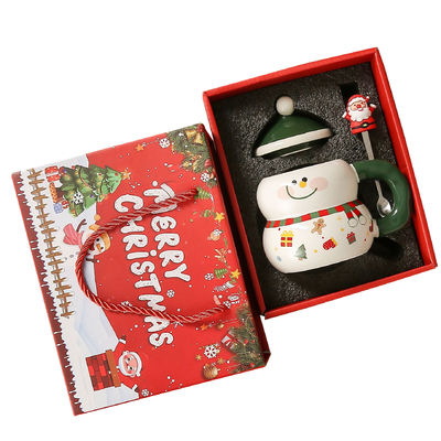 Customized Logo Acceptable Snowman Santa Design Girl Christmas Gift Box Milk Coffee Cup Mug With Spoon 400ml