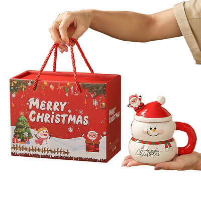 400ml Capacity Cute Snowman Santa Coffee Christmas Ceramic Mike Mug With Gift Box