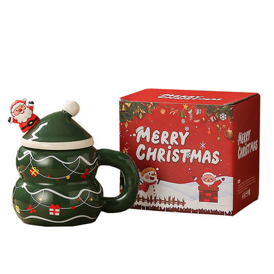 400ml Capacity Cute Snowman Santa Coffee Christmas Ceramic Mike Mug With Gift Box