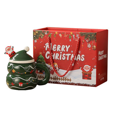 8.5x6.8cm Ceramic Christmas Design Milk Coffee Cup Mug With Gift Box Snowman Santa