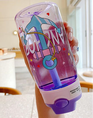 Anti-Corrosion Coated Plastic Baby Drinking Water Bottles with Custom Logo and Straws