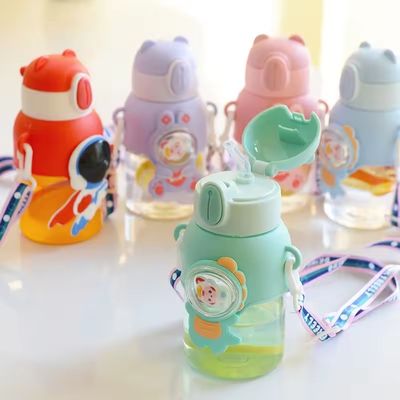 Cute Design Style 2024 Pink Water Bottles With Straw for Girls and Kids at School
