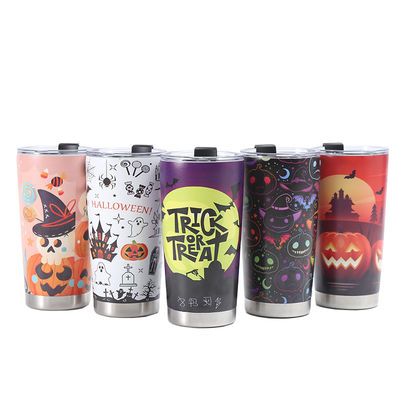 Open Type 3D Printed Beer Cup 304 Stainless Vacuum Water Cup 20oz with Halloween Design