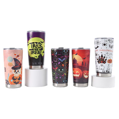 Open Type 3D Printed Beer Cup 304 Stainless Vacuum Water Cup 20oz with Halloween Design