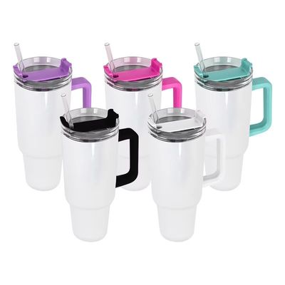 HANDGRIP 40oz Tumbler With Straw Lid and Handle Stainless Steel Reusable Tumbler for Colorful Car Cups