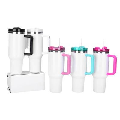 HANDGRIP 40oz Tumbler With Straw Lid and Handle Stainless Steel Reusable Tumbler for Colorful Car Cups