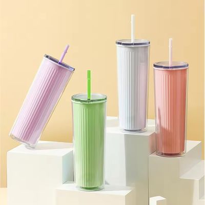 24oz Eco-friendly Colorful Plastic Acrylic Water Bottles Double Wall Tumbler Cups