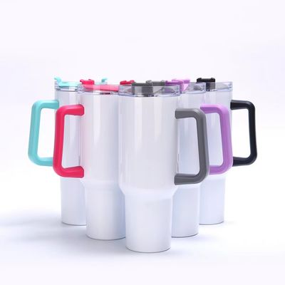 Reusable Stainless Steel Tumblers Color Car Cups Tumbler with Handle and Straw Lid
