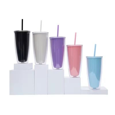 Direct Drinking Double Wall 750ml Water Bottle With Lid And Straw Coffee Tumbler Cups