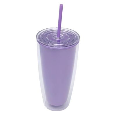 TOUR Applicable Adults 24oz BPA Free Double Wall Plastic Tumbler with Straw and Lid