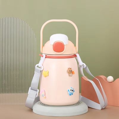 Cartoon Design 800ml Big Belly Cup Insulated Kid Cute Vacuum Flasks Thermos With Straw