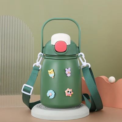 Cartoon Design 800ml Big Belly Cup Insulated Kid Cute Vacuum Flasks Thermos With Straw