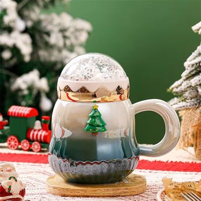 Christmas Santa Claus Ceramic Mug with Handle Creative Cartoon Design 2 Colors Great