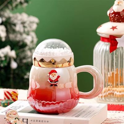 Christmas Santa Claus Ceramic Mug with Handle Creative Cartoon Design 2 Colors Great