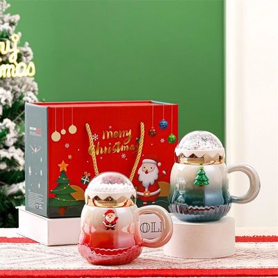 Christmas Santa Claus Ceramic Mug with Handle Creative Cartoon Design 2 Colors Great