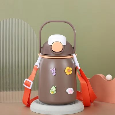 Insulated Stainless Steel Water Bottle 800ml Capacity Flip-Top Lid BPA-free with Straw