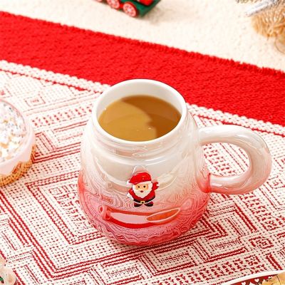 Christmas Santa Claus Ceramic Mug with Handle Creative Cartoon Design 2 Colors Great