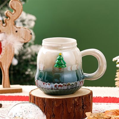 Christmas Santa Claus Ceramic Mug with Handle Creative Cartoon Design 2 Colors Great