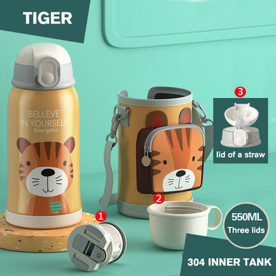 Stainless Steel 550ml Custom Logo Bounce Straw Lid Thermos Cup for Student Camping