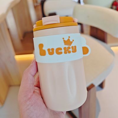 420ml Portable Creative Cute Straight Drink Stainless Steel Water Bottle with Lid