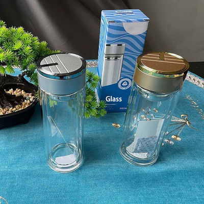 Direct Drinking Reusable Bpa Free Borosilicate Tea Infuser Glass Water Bottle with Filter 300 ml