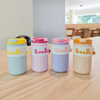 420ml Portable Creative Cute Straight Drink Stainless Steel Water Bottle with Lid