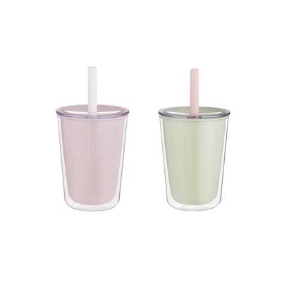 Straw Cup Custom Double Wall Plastic Water Bottle With Straw for Large Capacity Beverages