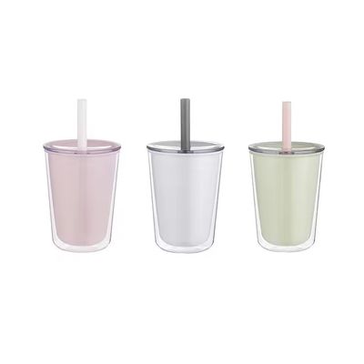 Straw Cup Custom Double Wall Plastic Water Bottle With Straw for Large Capacity Beverages