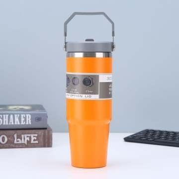Modern Design 20oz Stainless Steel Vacuum Insulated Tumbler With Handle Lid Custom Logo