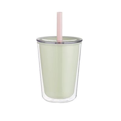 Customized Logo Acceptable Double Wall Plastic Water Bottle With Straw and PC Material