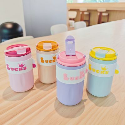420ml Portable Creative Cute Straight Drink 304 Stainless Steel Water Bottle With Lid